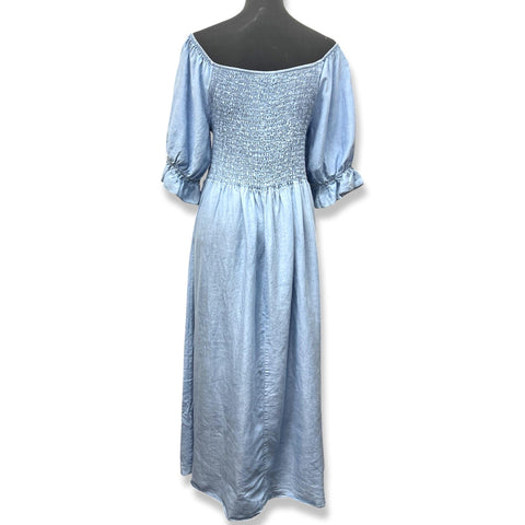Sky Blue Smocked Bodice Midi