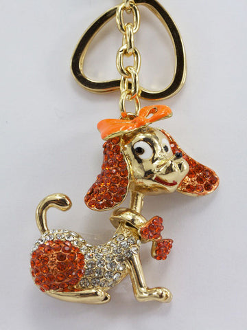 Dog Diamante Bag Charm Keyring