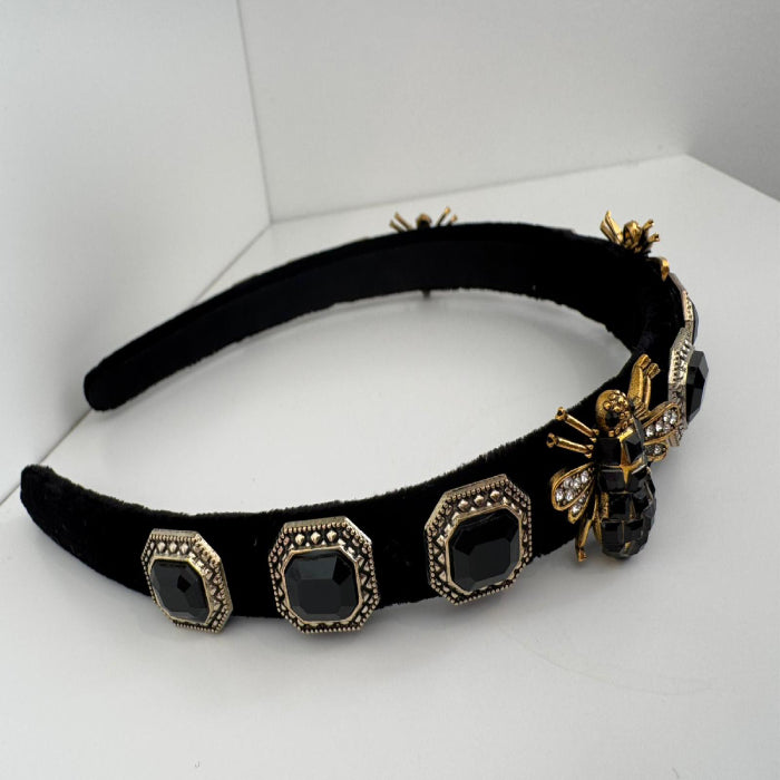 Elegant Bee & Crystal Velvet Headband