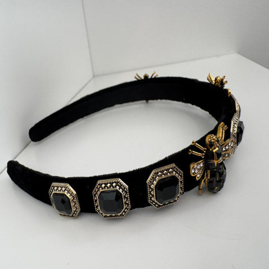 Elegant Bee & Crystal Velvet Headband