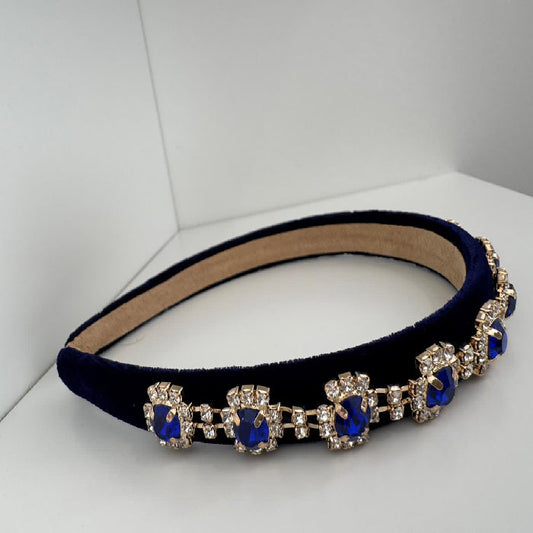 Navy Velvet Rhinestone Headband