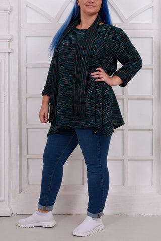 Multi-Colour Stripe Scarf Tunic Top