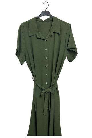 Plain Belted With A Tie-Up Design Dress