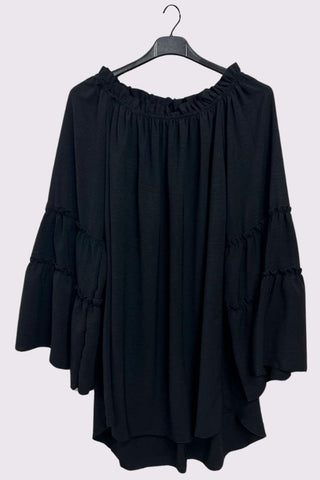Plain Curved Hem Oversized Top