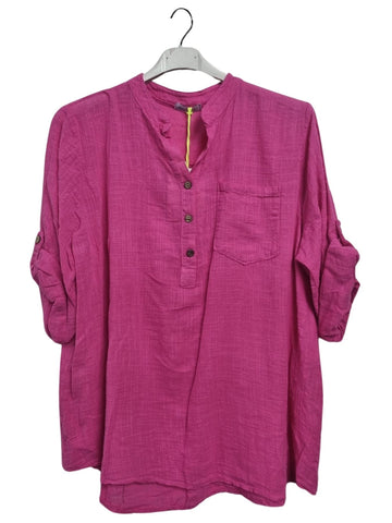 Plain Chest Pocket Tunic Cotton Top