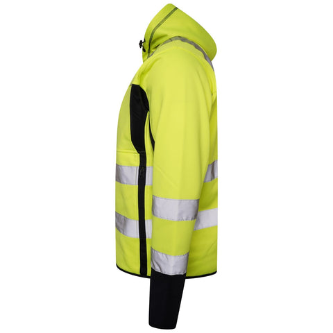 High Vis 2 Side Long Pockets Zipper Hoodie - Yellow / Navy
