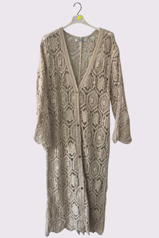 Floral Crochet Pattern Button Closing Cotton Cardigan