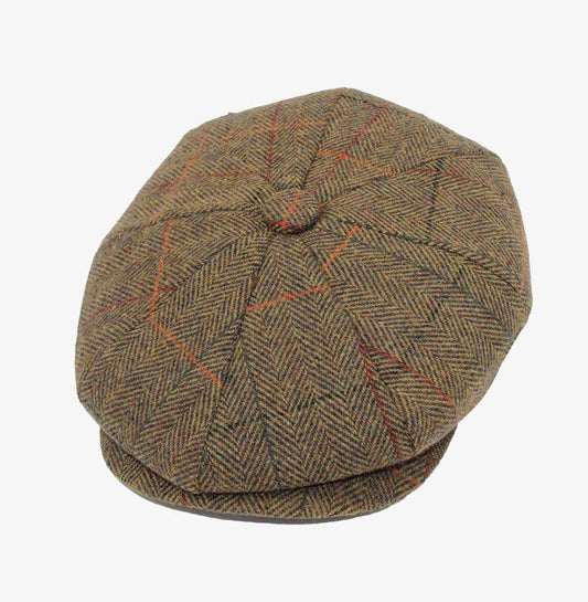 Tan Check Baker Boy Hat