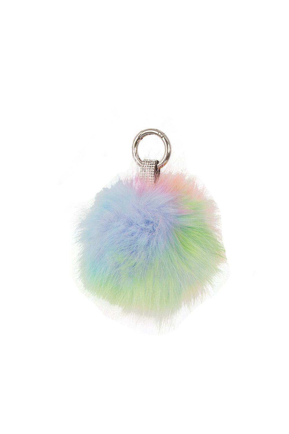 Multi Colour FAUX MINK Fur Pom Pom Keyring Charm with Diamante Strap