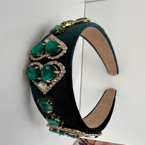 Forest Green Rhinestone Headband