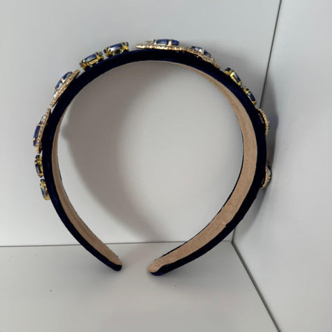 Navy Velvet Crystal Embellished Headband