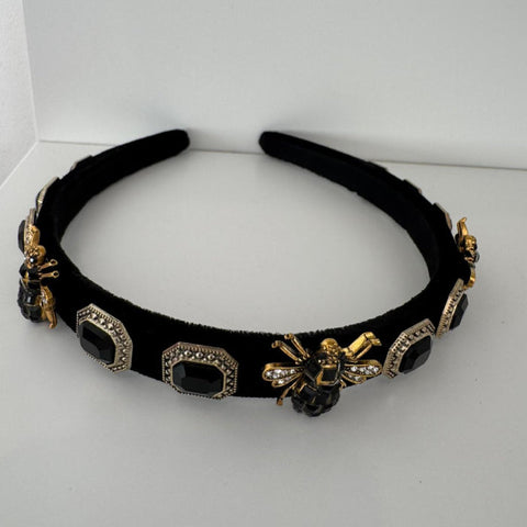 Elegant Bee & Crystal Velvet Headband