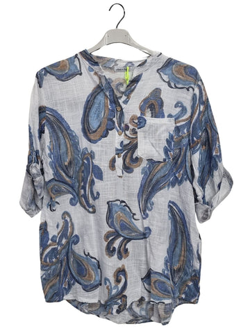 Paisley With Intricate Print Chest Pocket Tunic Cotton Top