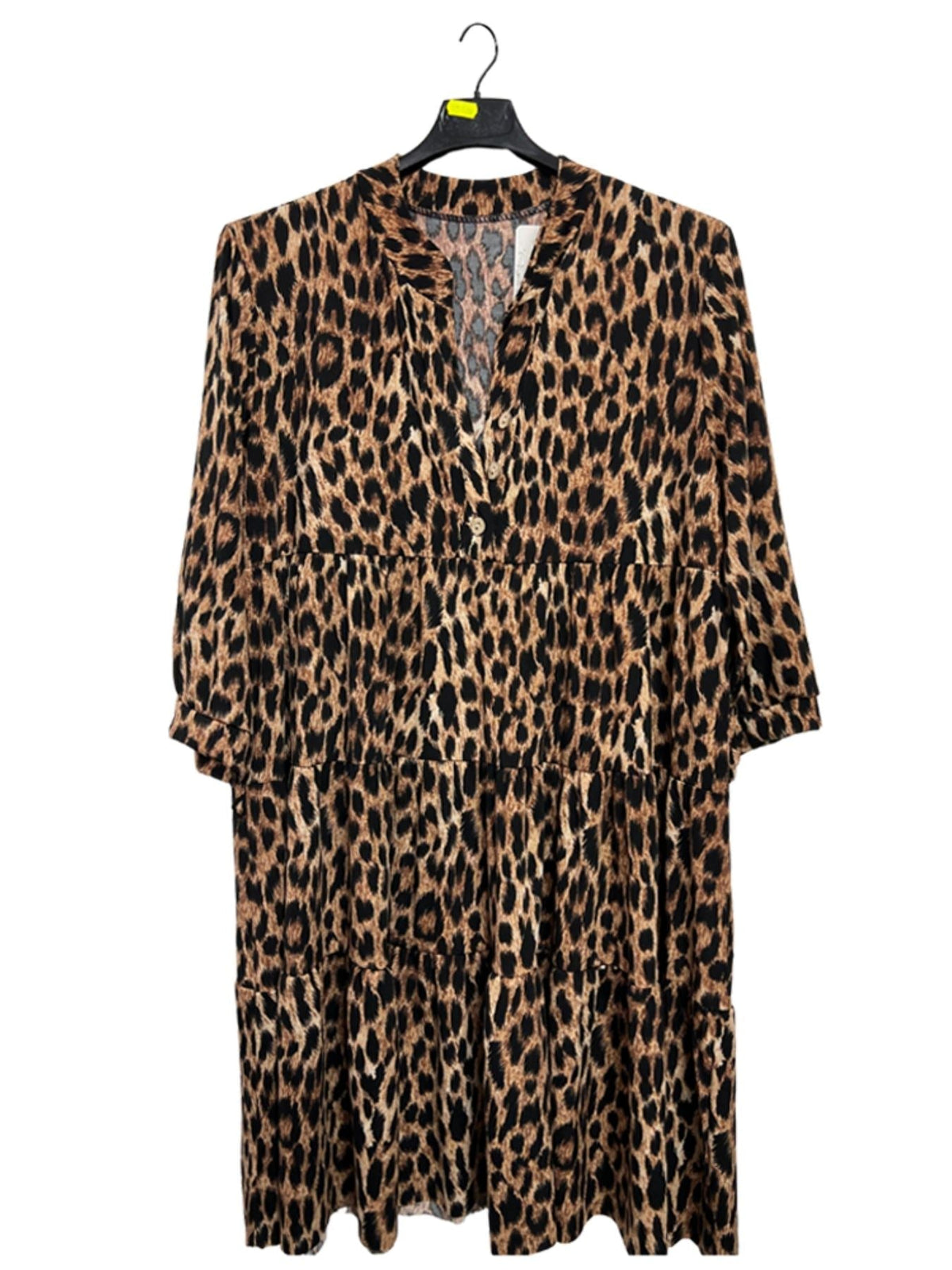 Multi Print V-Neckline With Button Dress