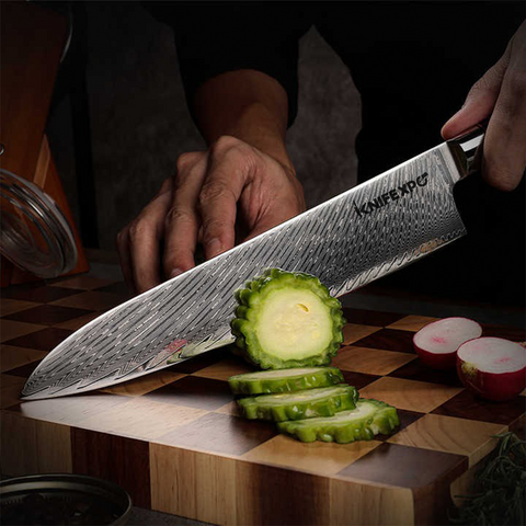 Damascus Steel Chef Knife With Solidified Handle