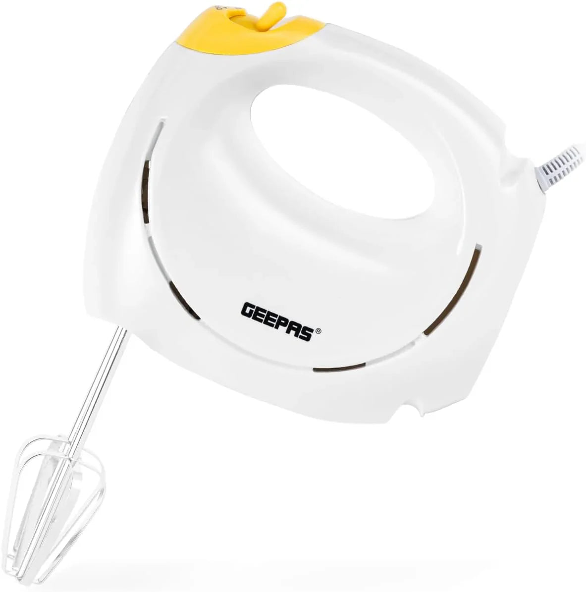 Geepas 150W Hand Mixer – 5 Speed Settings with Beaters & Dough Hooks, Easy Grip Design