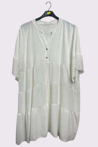 Plain Tiered Flared Sleeve Dress