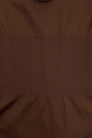 Plain Strappy Seamless Ribbed Nylon Bodysuit