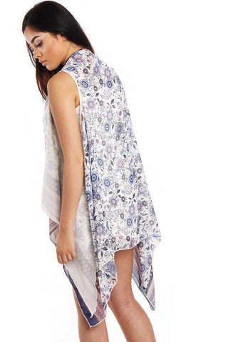 Sleeveless Waterfall Paisley Print Waistcoat Jacket