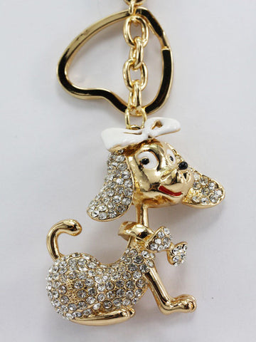 Dog Diamante Bag Charm Keyring