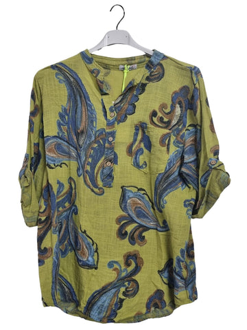 Paisley With Intricate Print Chest Pocket Tunic Cotton Top