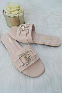 Diamond Stain Buckle PU Flat Slider