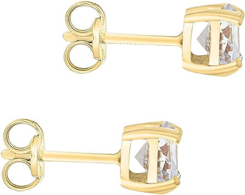 Gold Plated Cubic Zirconia Stud Earrings 5mm