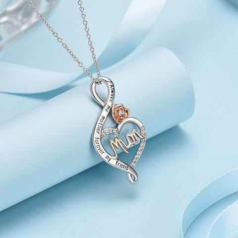 Sterling Silver Chain Rose Flower Necklace