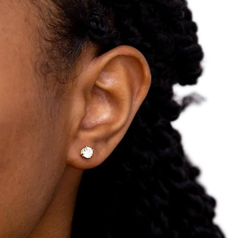 Gold Plated Cubic Zirconia Stud Earrings 5mm