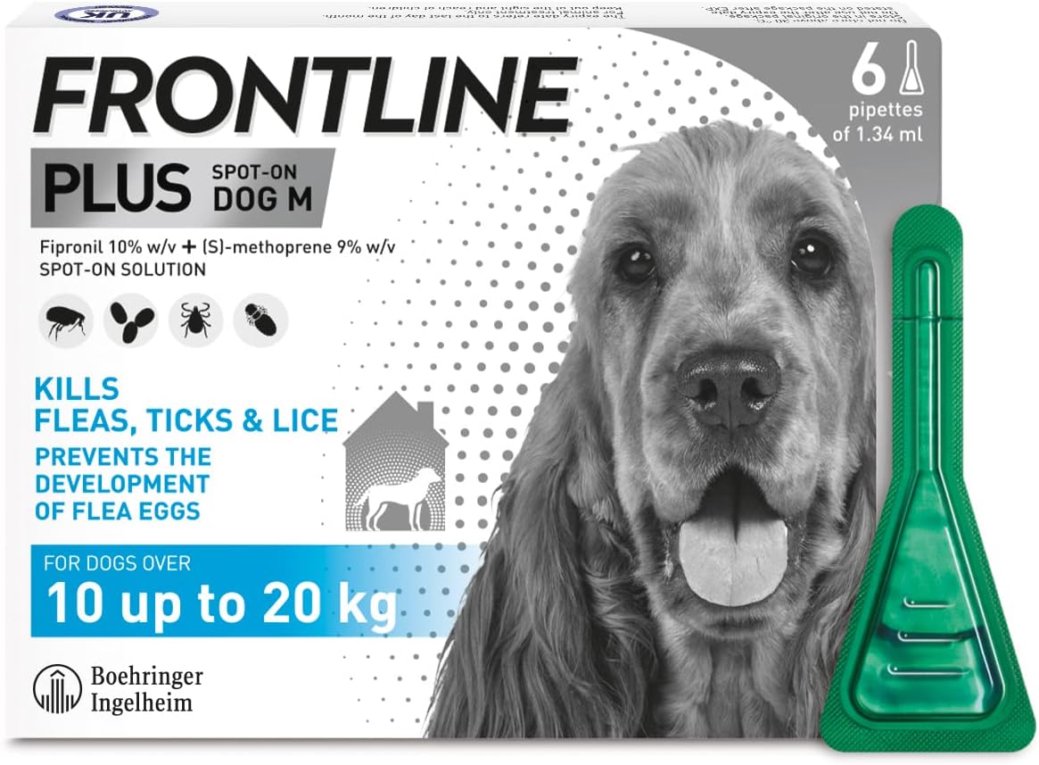 FRONTLINE Plus Flea &amp; Tick Spot-On Treatment for Medium Dogs (10–20kg)