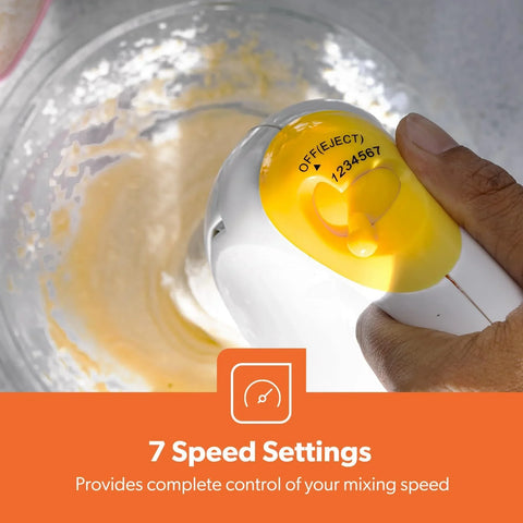 Geepas 150W Hand Mixer – 5 Speed Settings with Beaters & Dough Hooks, Easy Grip Design