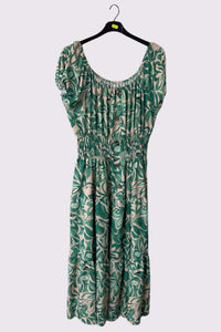 Floral Print Shirred Waist Tiered Dress