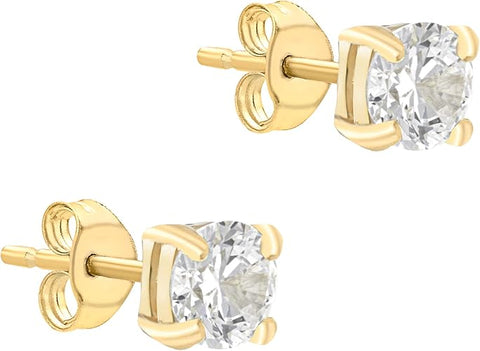 Gold Plated Cubic Zirconia Stud Earrings 5mm