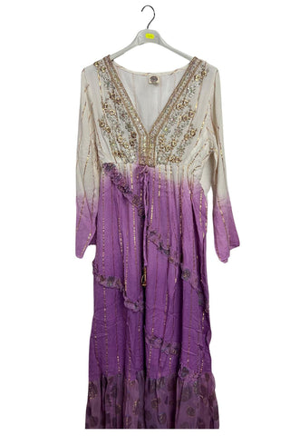 Floral Sequin Cinched Waist With Tie Detail Dress