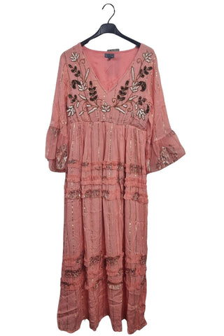 Intricate Floral Embroidery Vintage Inspired Bohemian Dress
