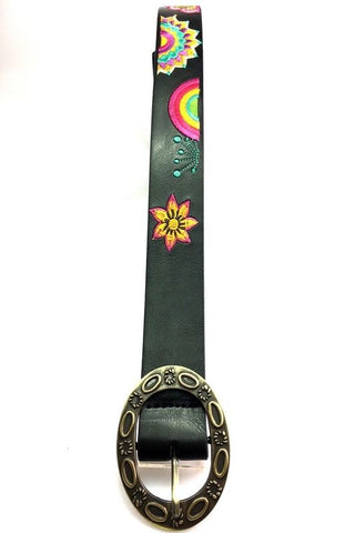 Geometric Embroidered Floral Hippie Boho Festival Buckle Belt
