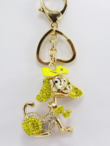 Dog Diamante Bag Charm Keyring