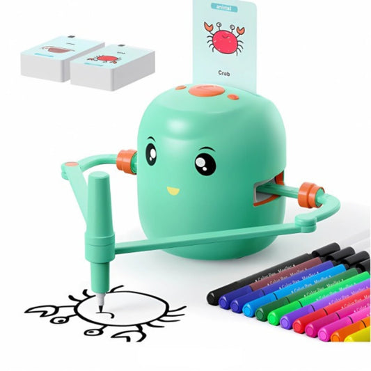 Interactive Educational Drawing Robot for Kids - Montessori Learning Toy with 100 Word Cards, Voice Interaction