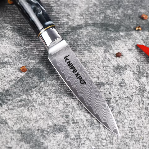 3.5 Inch Damascus Steel Paring Knife With Resin Wood Handle