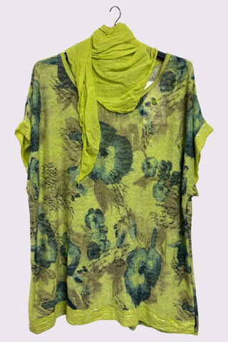 Floral Print Sequin Detail Hem With Scarf Box Top