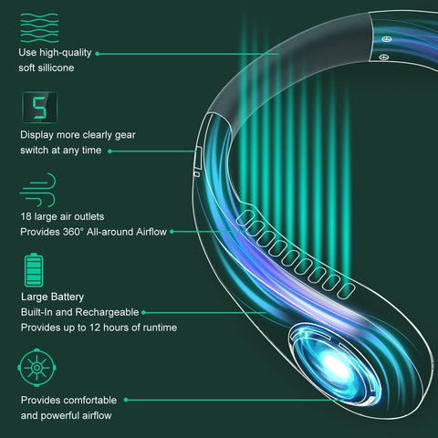 Portable Bladeless Neck Fan Rechargeable & Hands-Free Cooling