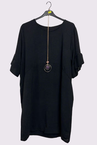 Plain Ruffle Sleeve Necklace Top