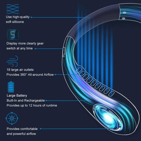 Portable Bladeless Neck Fan Rechargeable & Hands-Free Cooling