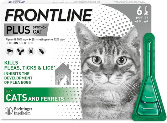 Frontline Plus Flea and Tick Treatment for Cats - Pack of 6