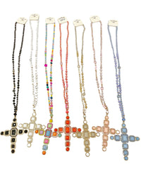 Beaded Cross Shape Necklace