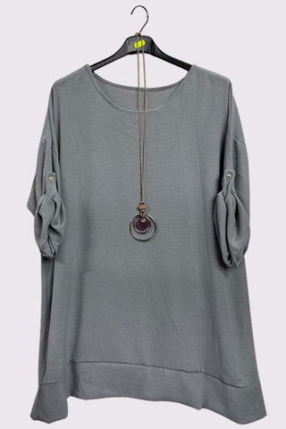 Plain Textured Button Up Seleeves Top