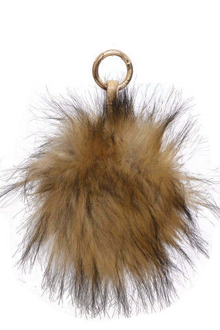 FAUX Raccoon Pom Pom Keyring Charm with Leather Strap
