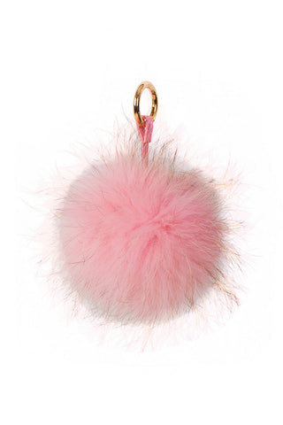 Large Fur Pom Pom Keyring With Leather Strap
