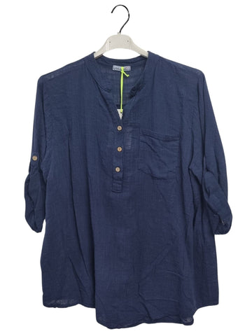 Plain Chest Pocket Tunic Cotton Top