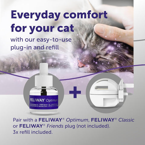 Feliway Optimum Cat Calming Diffuser Refill - 3 Pack (3 Months Supply)